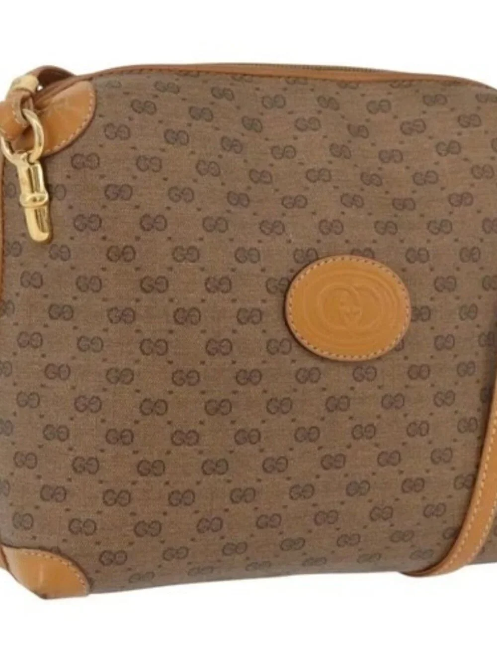 GUCCI Micro GG Supreme Shoulder Bag PVC Beige Gold 007 104 4916 Auth SW2142